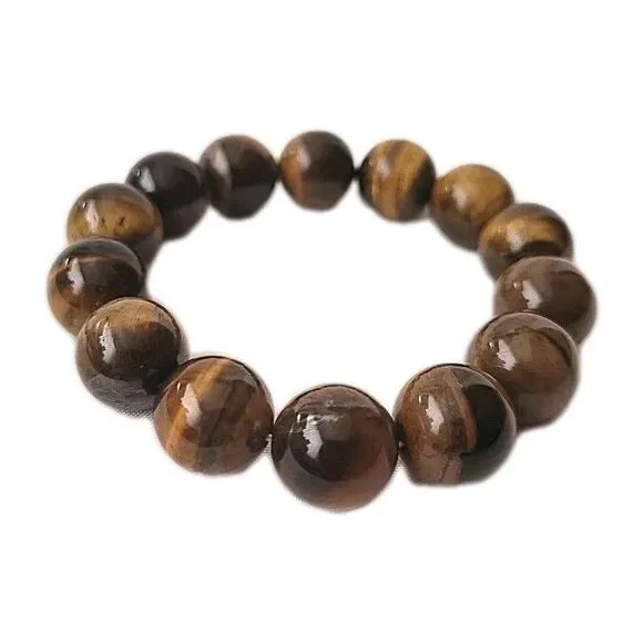 Beautiful 8mm Tiger Eye Bracelet Healing Gemstone Beaded Elastic Bracelet Reiki - Picture 3 of 4